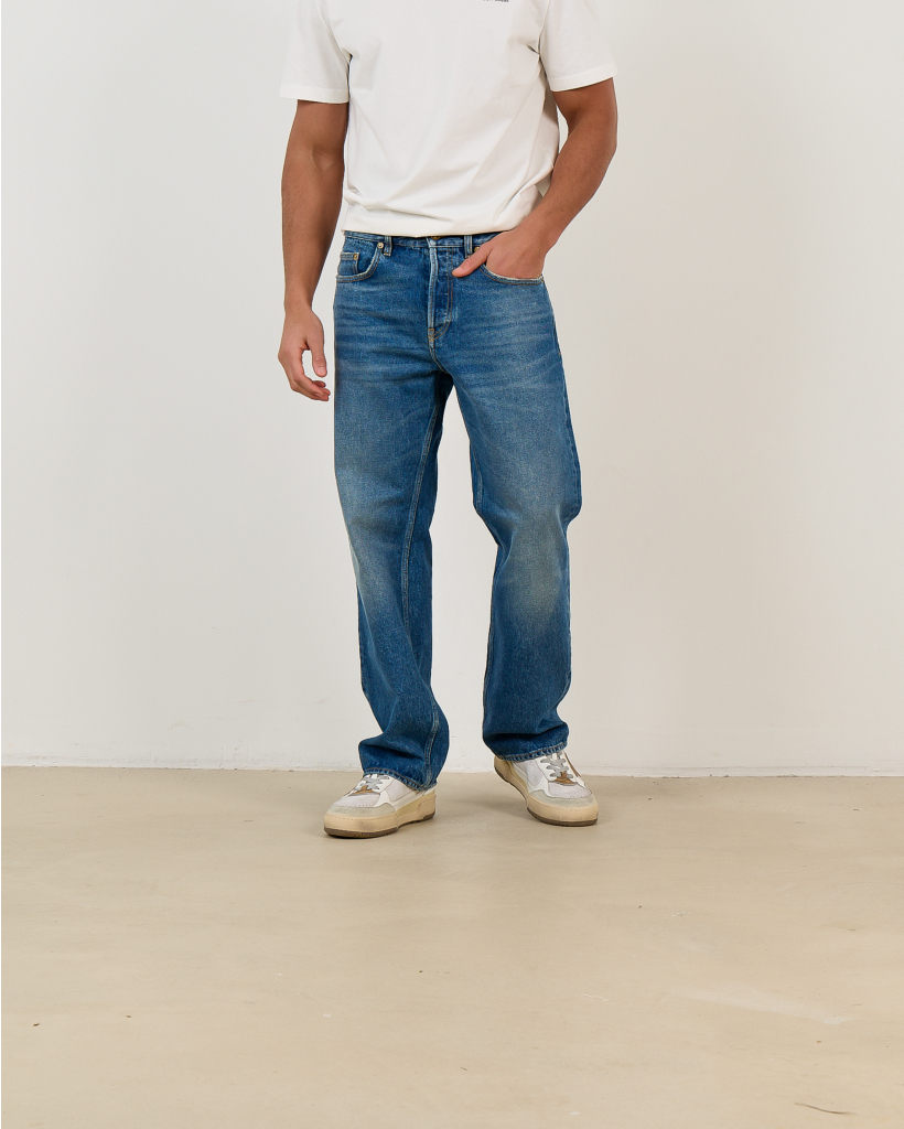 Blue Medium Wash Loose Jeans 
