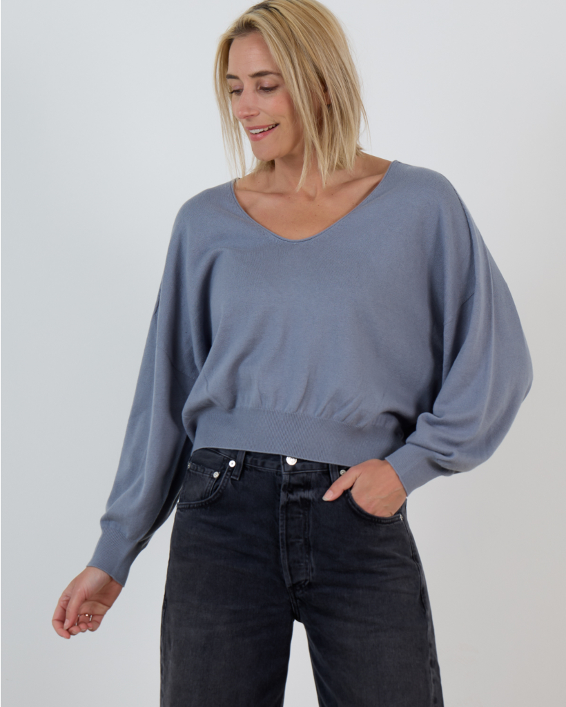 Risory Pullover Lange Mouwen en Ronde Hals Grijs Blauw