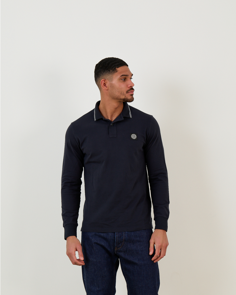 2200012 Polo Lange Mouw Navy Blue