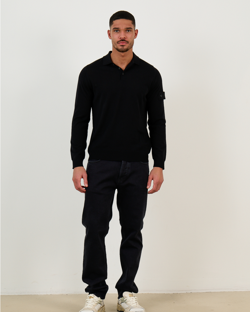 5100076 Ghost Polo Pullover Lange Mouw Black
