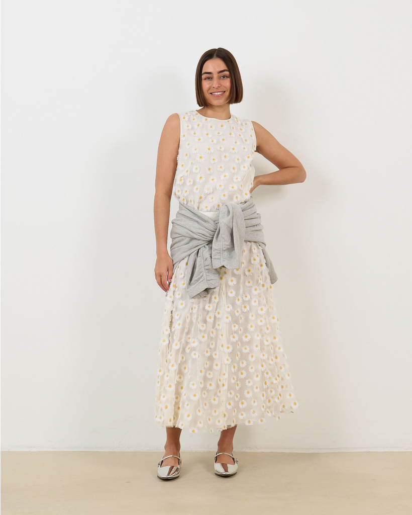 Mouwloze Blouse met Madeliefjes Wit 