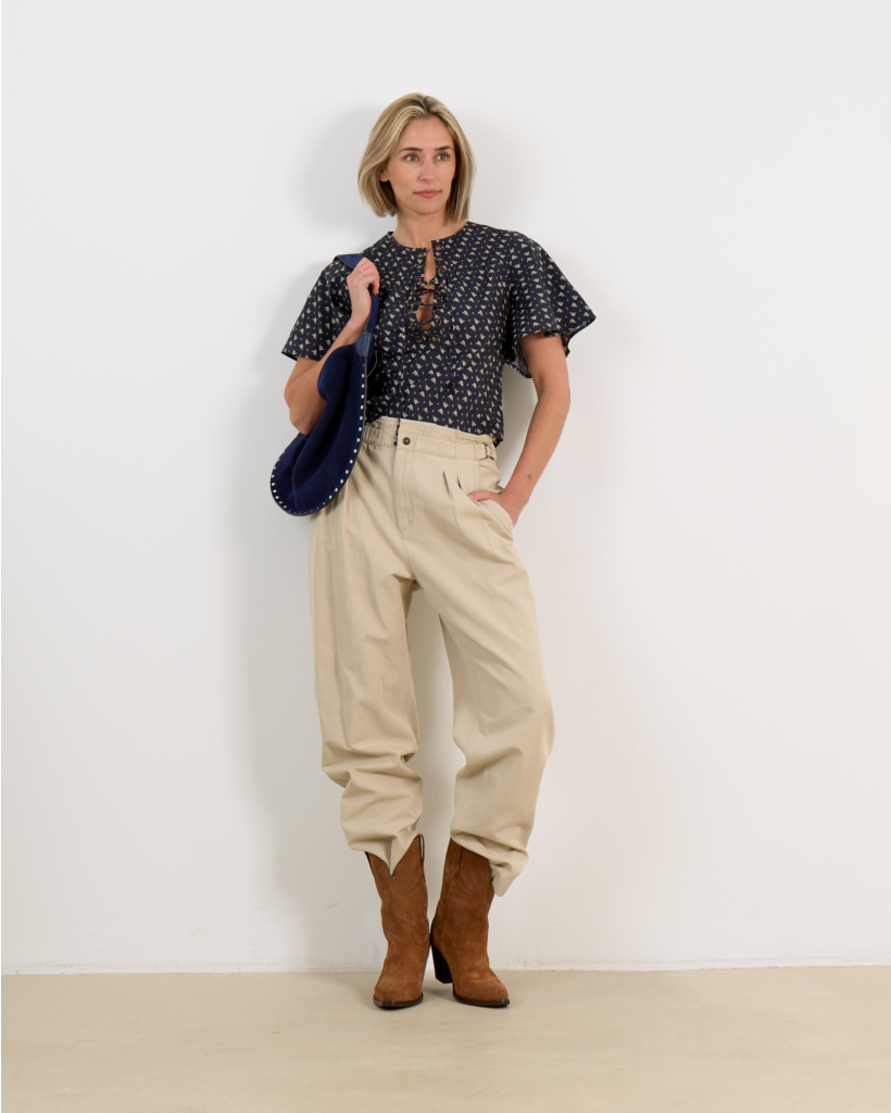 Dianga Blouse Korte Mouw Ecru