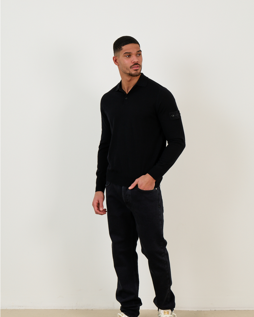 5100076 Ghost Polo Pullover Lange Mouw Black
