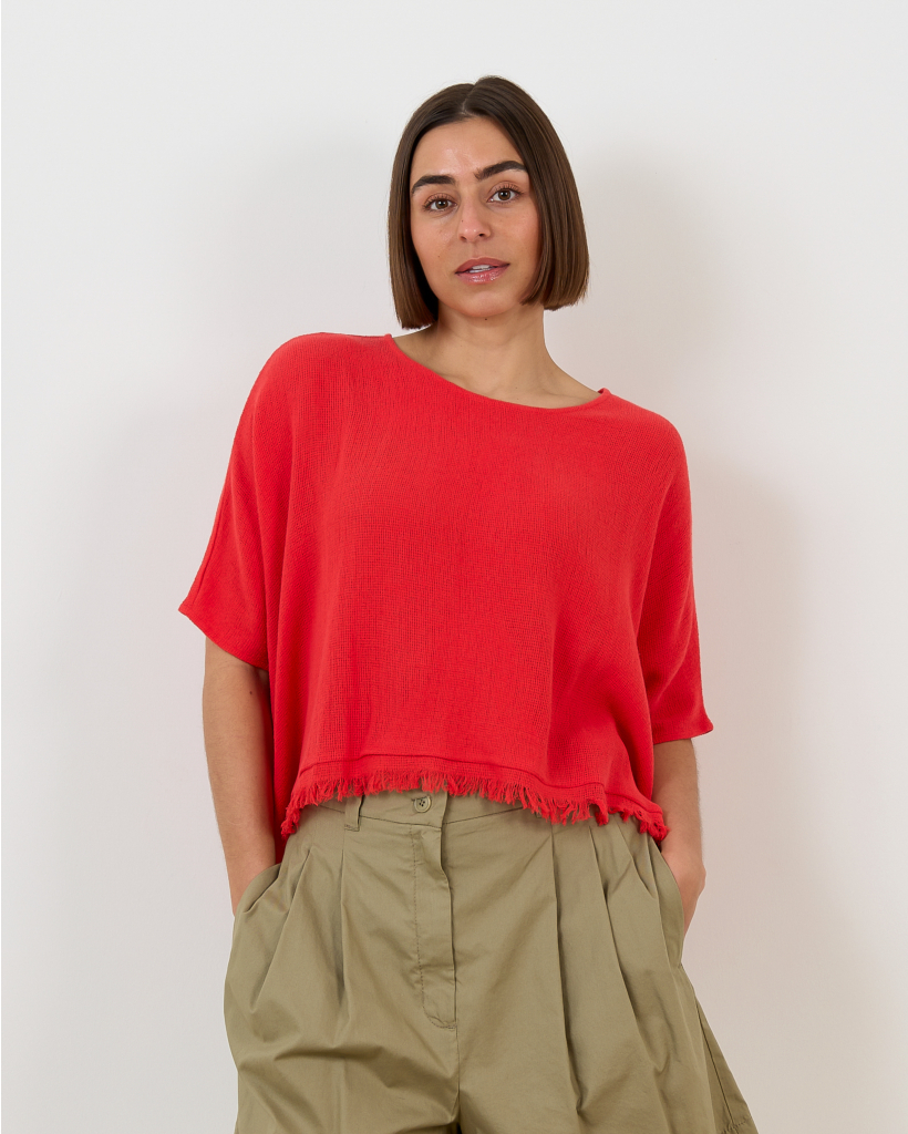 Lanai Top Met Franjes Rood