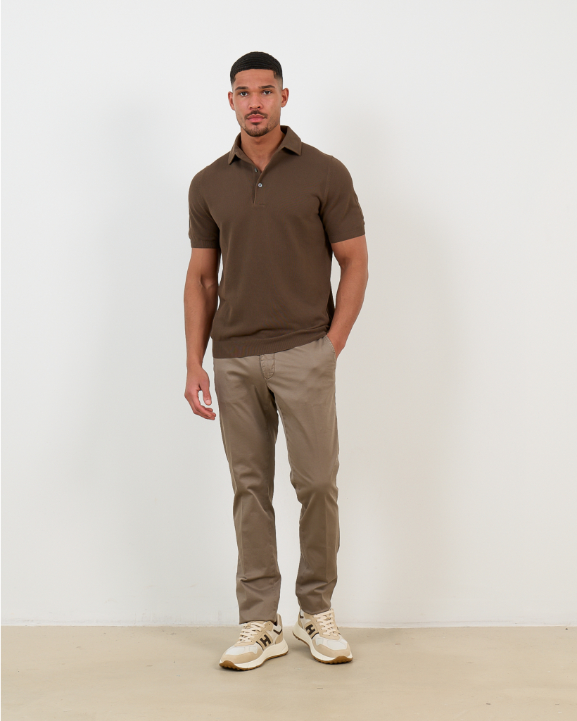 Polo Korte Mouw Taupe 