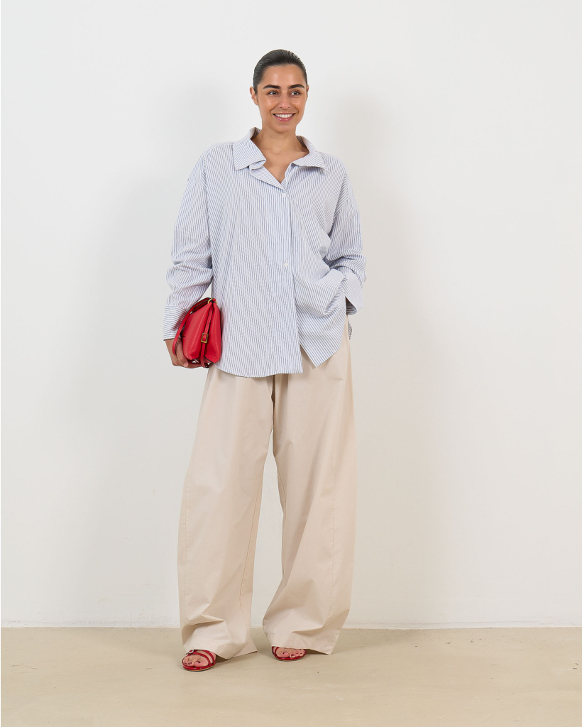 Finlay Gestreepte Overhemdblouse Met Gekruiste Kraag Blauw
