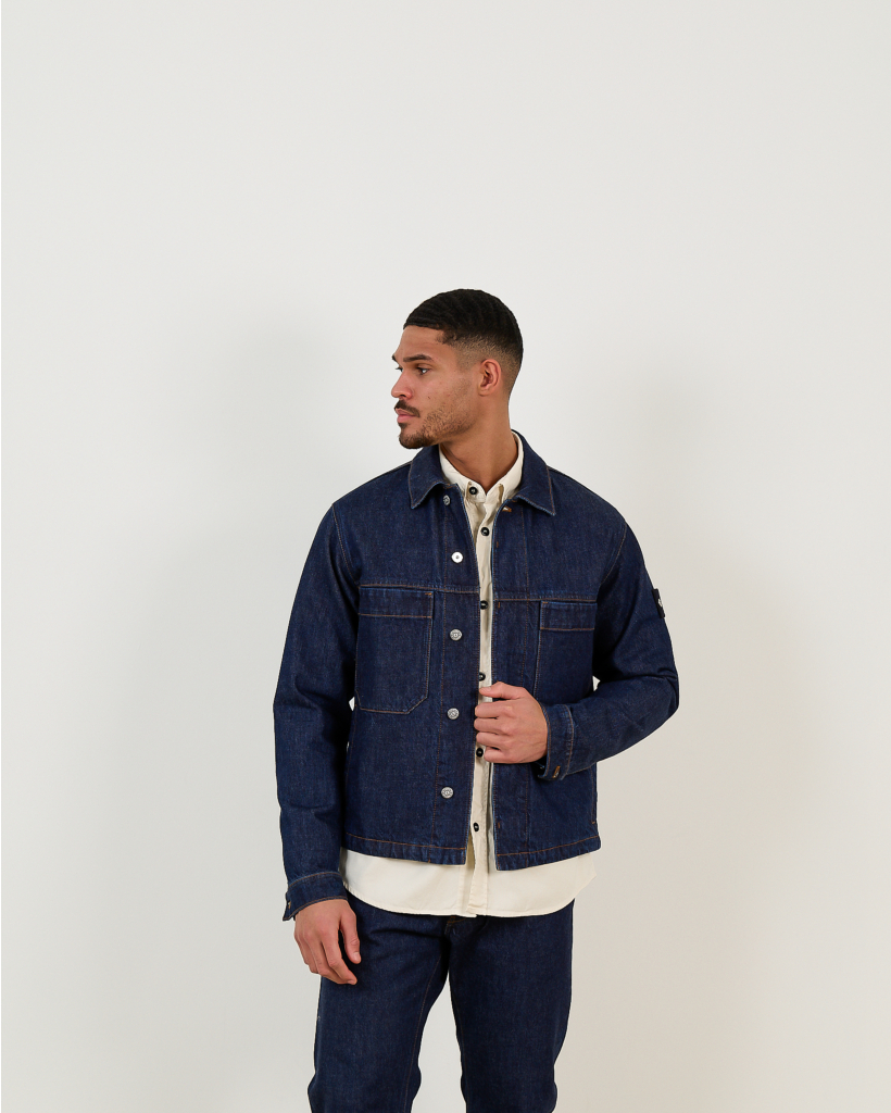 4100006 Denim Jack Lange Mouw Blue Rinse