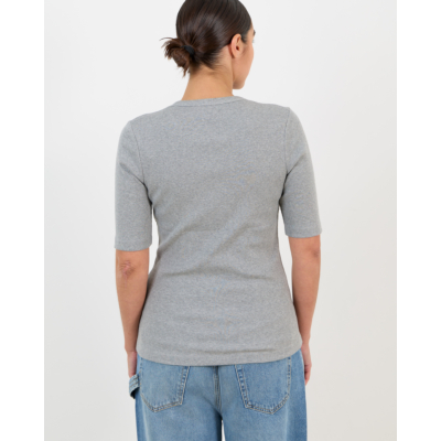 Closed Rib T-shirt met Halflange Mouw Grijs