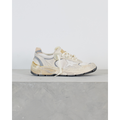 Golden Goose Dad Star Running Sneaker Suede Mesh Wit Zilver