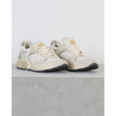 Golden Goose Dad Star Running Sneaker Suede Mesh Wit Zilver