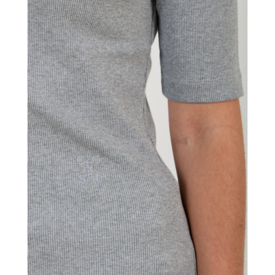 Closed Rib T-shirt met Halflange Mouw Grijs
